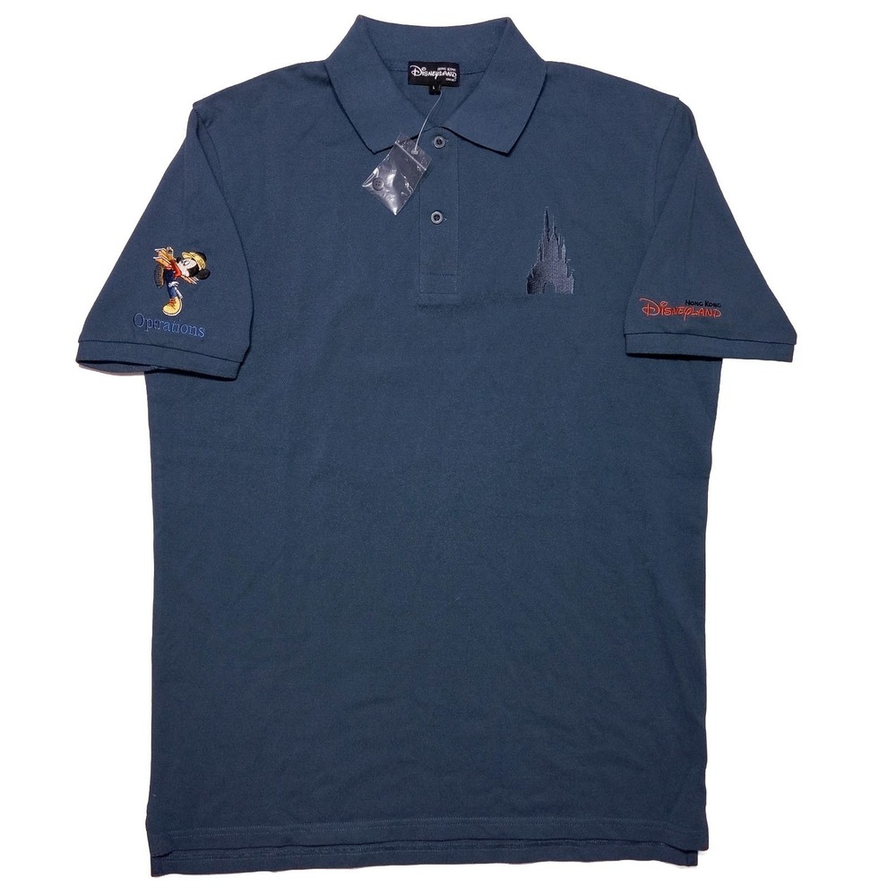 Hong Kong Disneyland Cast Member Uniform Polo Shirt Operations Blue Large L ~New